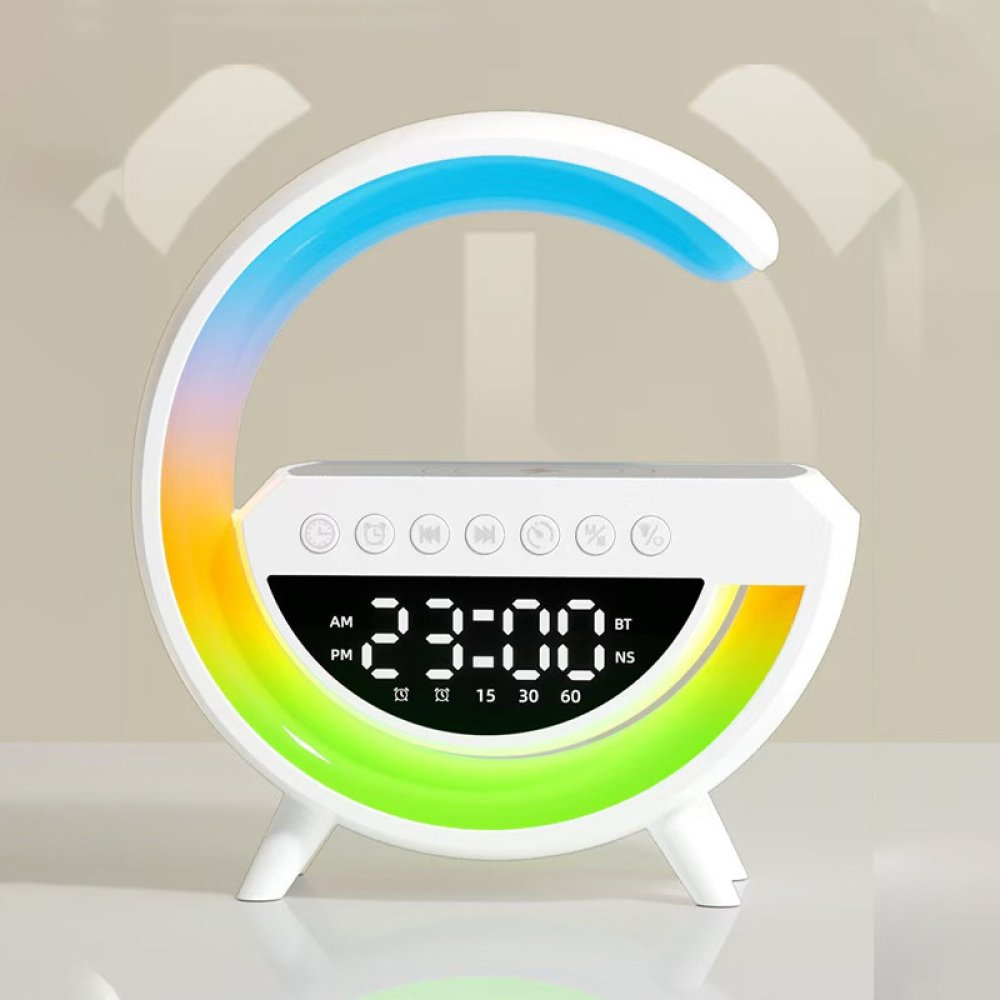 Bluetooth-Lautsprecher mit Qi-Ladepad und Wecker