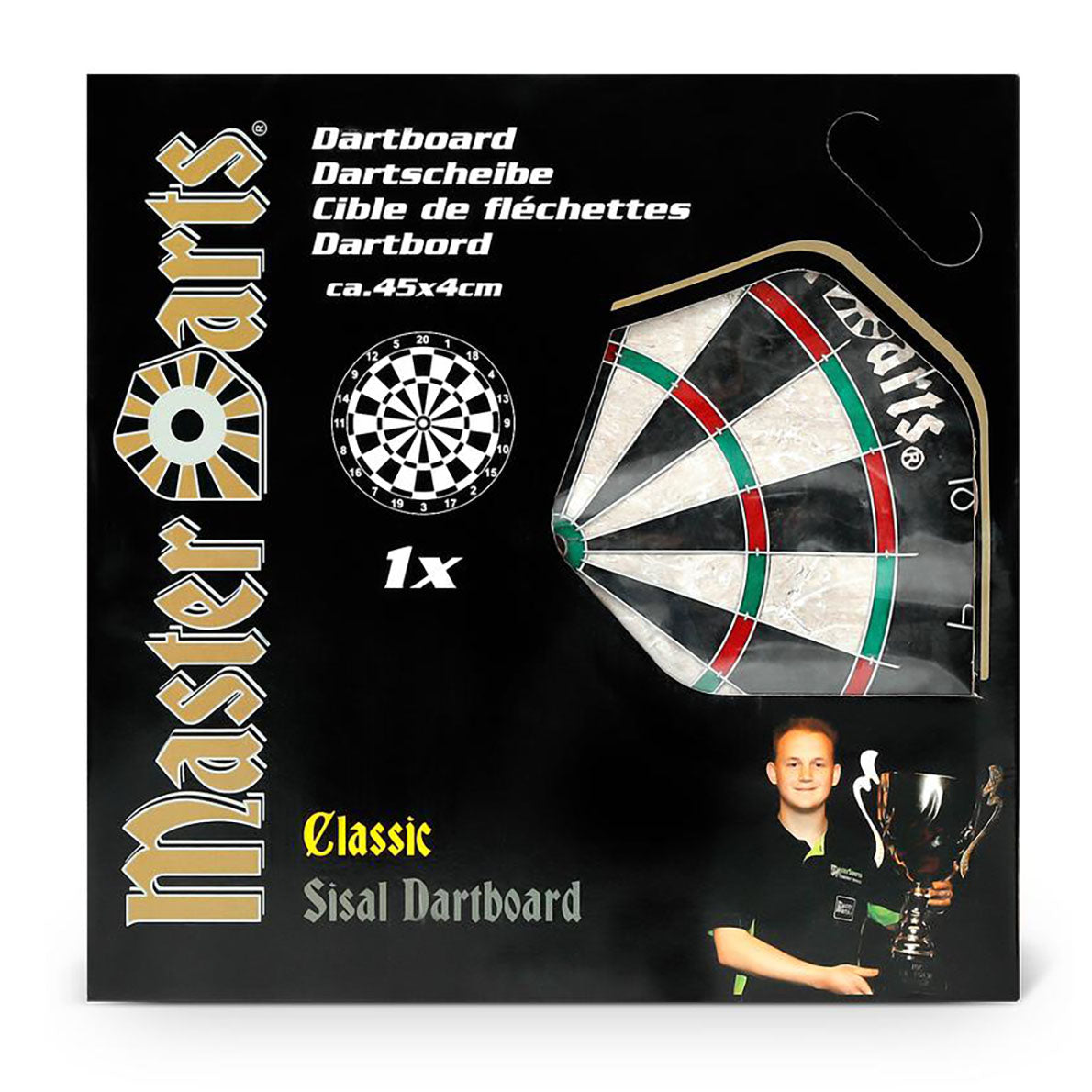 Masterdarts klassische Dartscheibe für Steeldarts (Ø 45 cm, 4 cm)