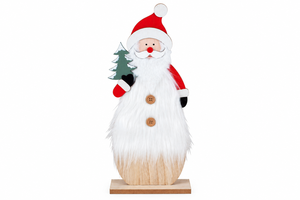 Weihnachtsholzdeko mit Nikolaus (H40 cm B16 cm)