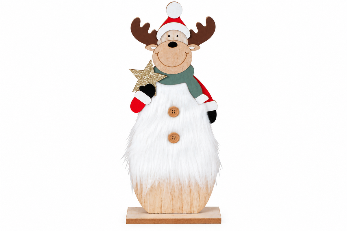 Weihnachtsholzdeko mit Elch (H40 cm B16 cm)