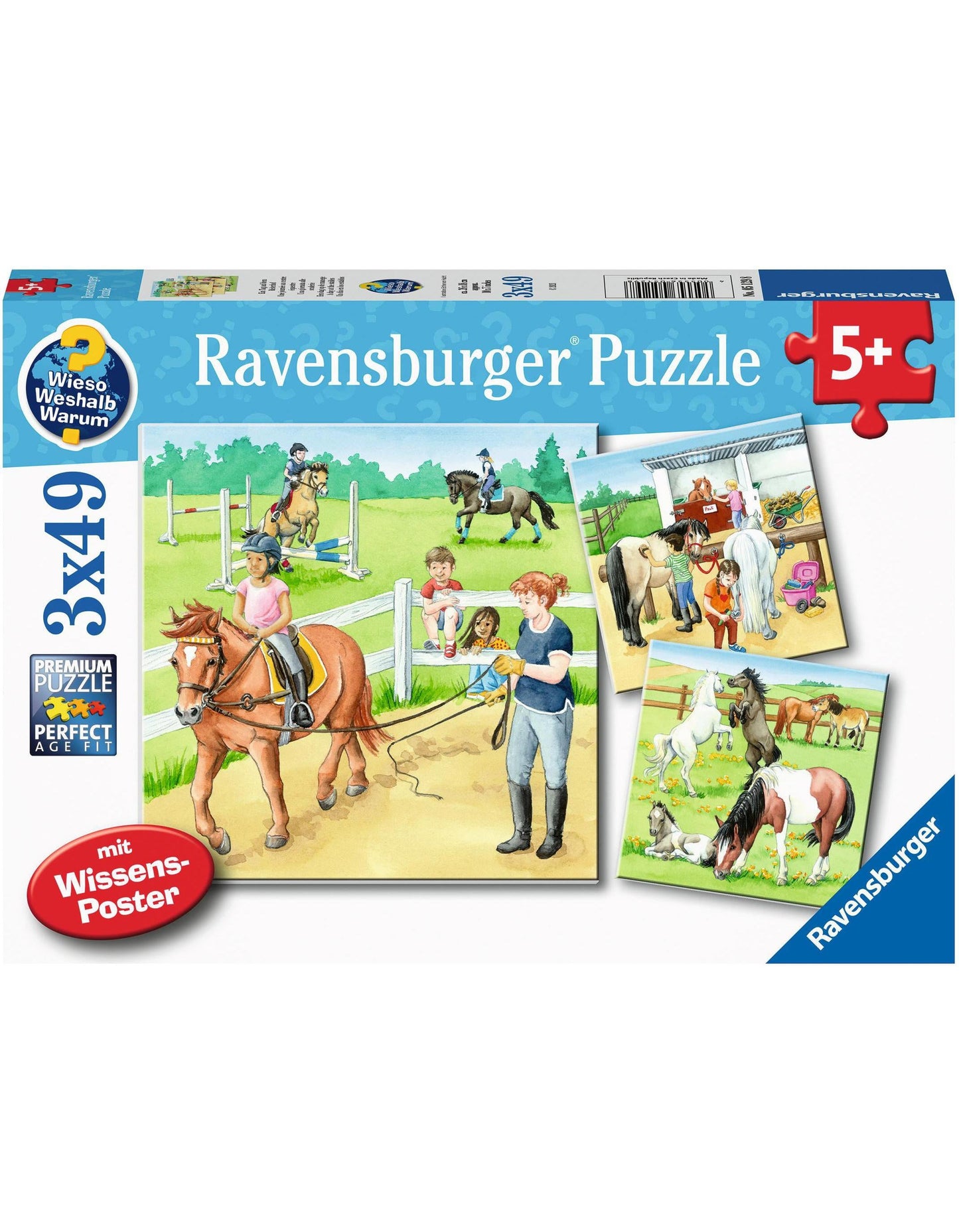 Puzzle WIESO? WESHALB? WARUM - Ein Tag auf dem Reiterhof - 3x49-teilig