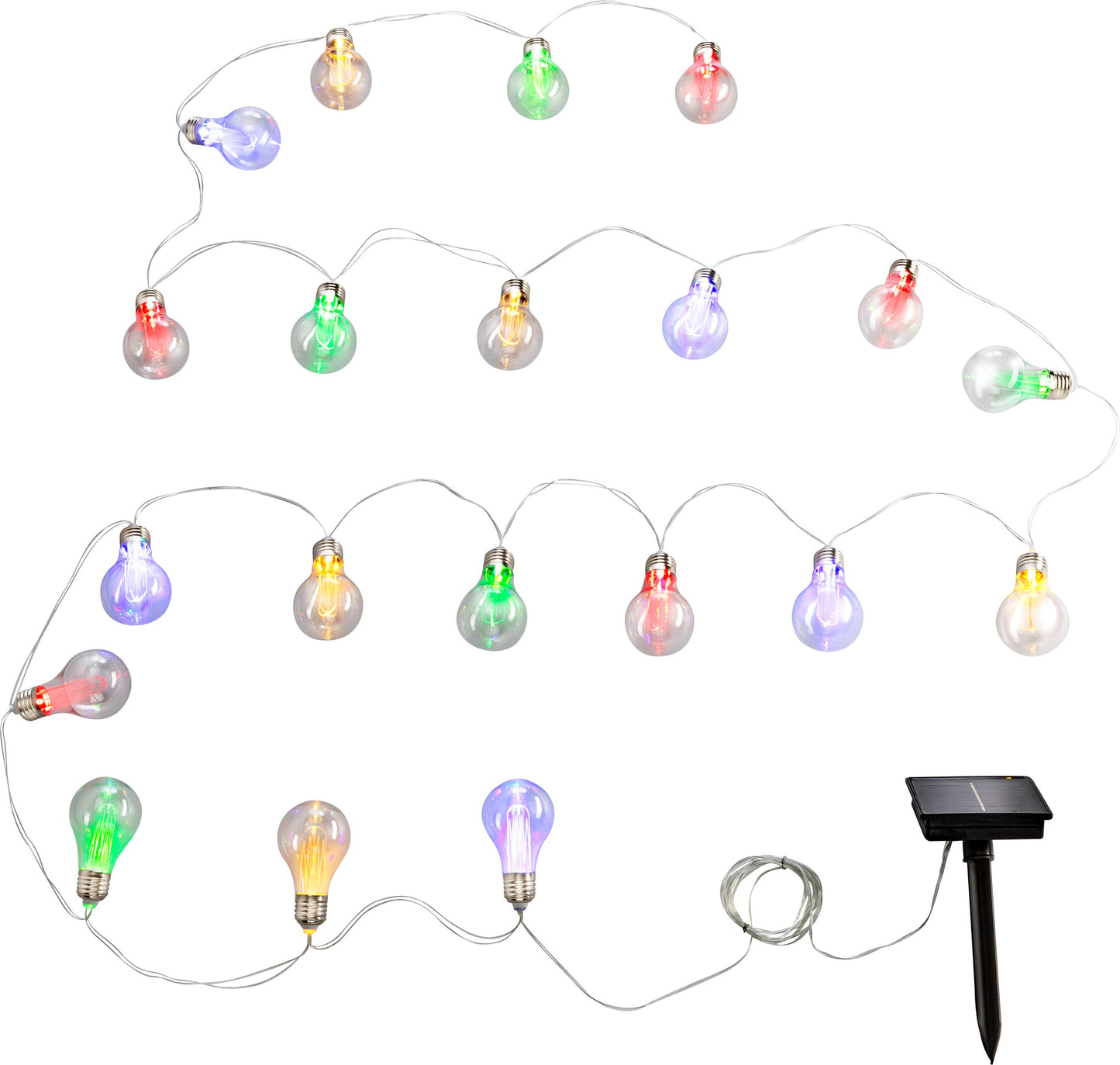 Solar-Lichterkette "Bulbs Colori", 20er, bunt, 380 cm