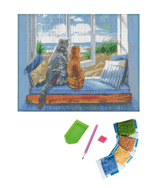 Diamond Painting "Katzen mit Meerblick" 50 x 40 cm