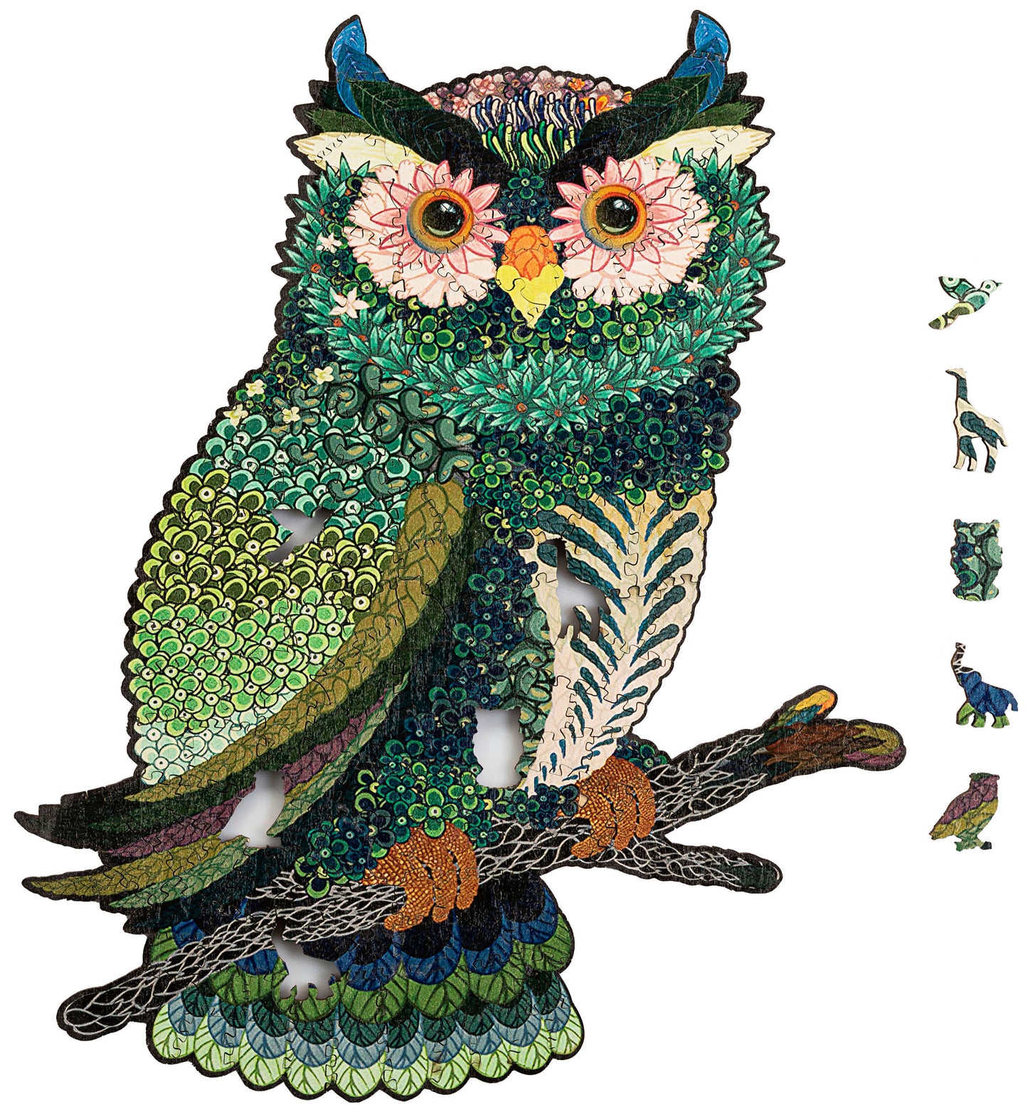 Holzpuzzle (Motiv: Waldeule, 200 Teile, 24,5 x 30 cm)