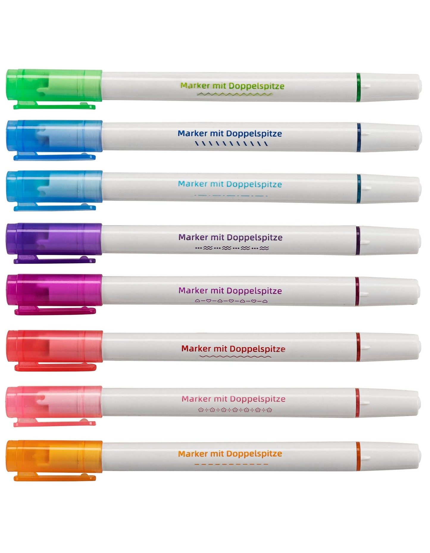 Textmarker Curve 8er-Set, Doppelspitze mit Rollstempel