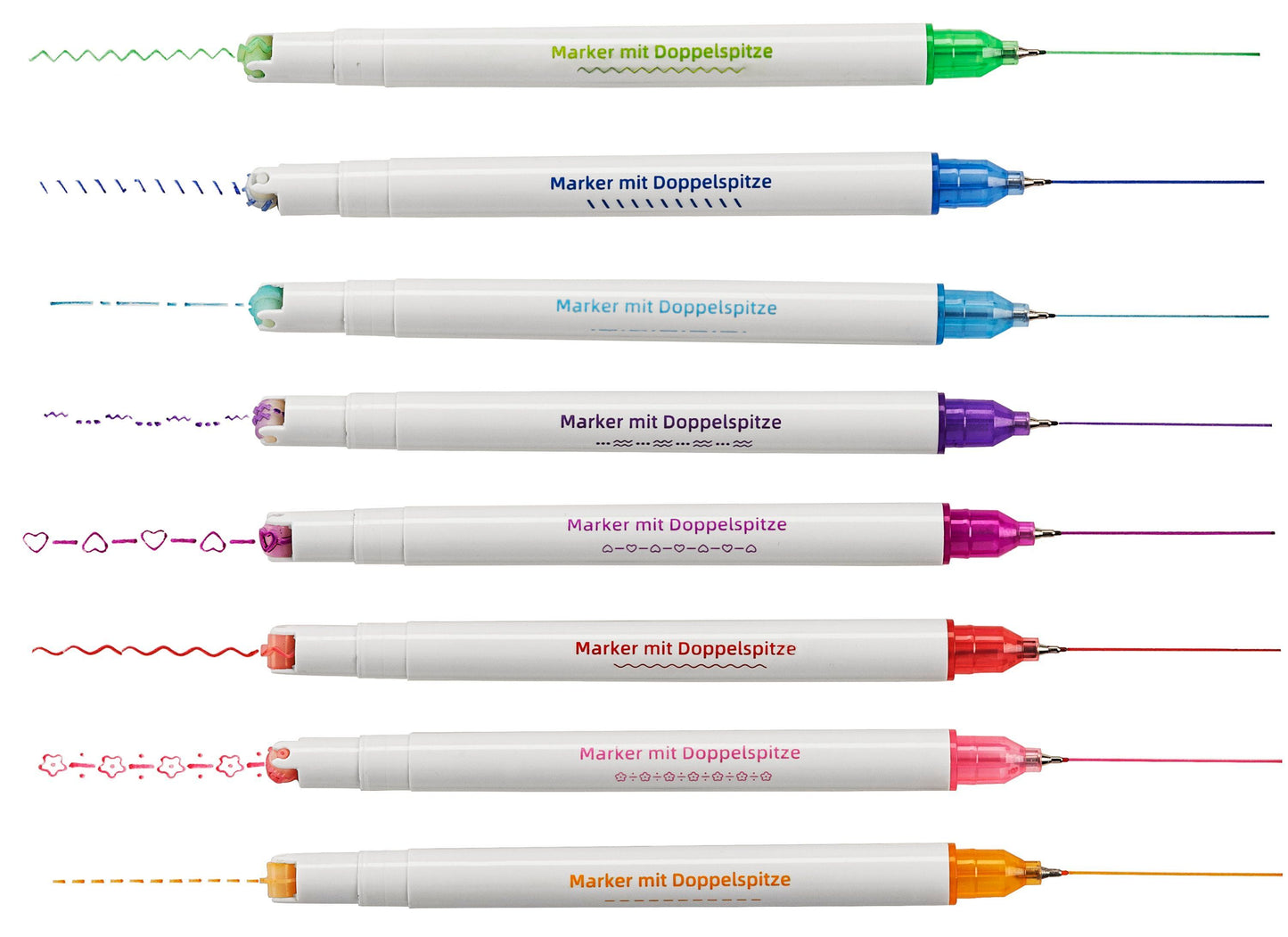 Textmarker Curve 8er-Set, Doppelspitze mit Rollstempel