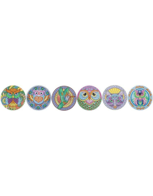 Diamond Painting Untersetzer "Eulen" 6er-Set