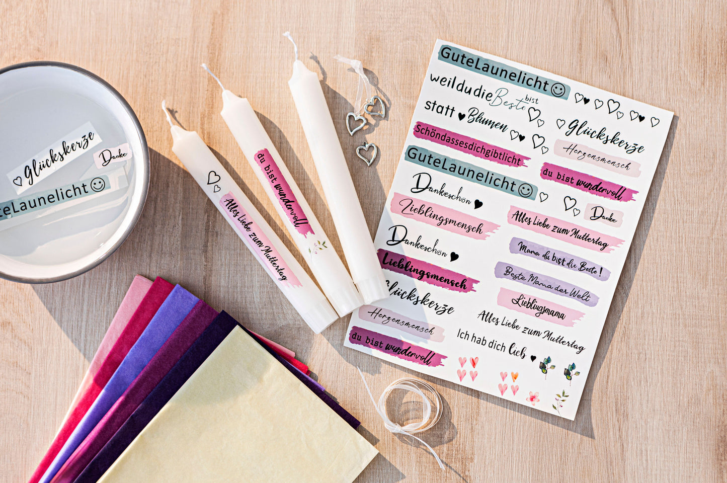 Kerzen-Tattoo-Set "Lieblingsmensch" 20-teilig