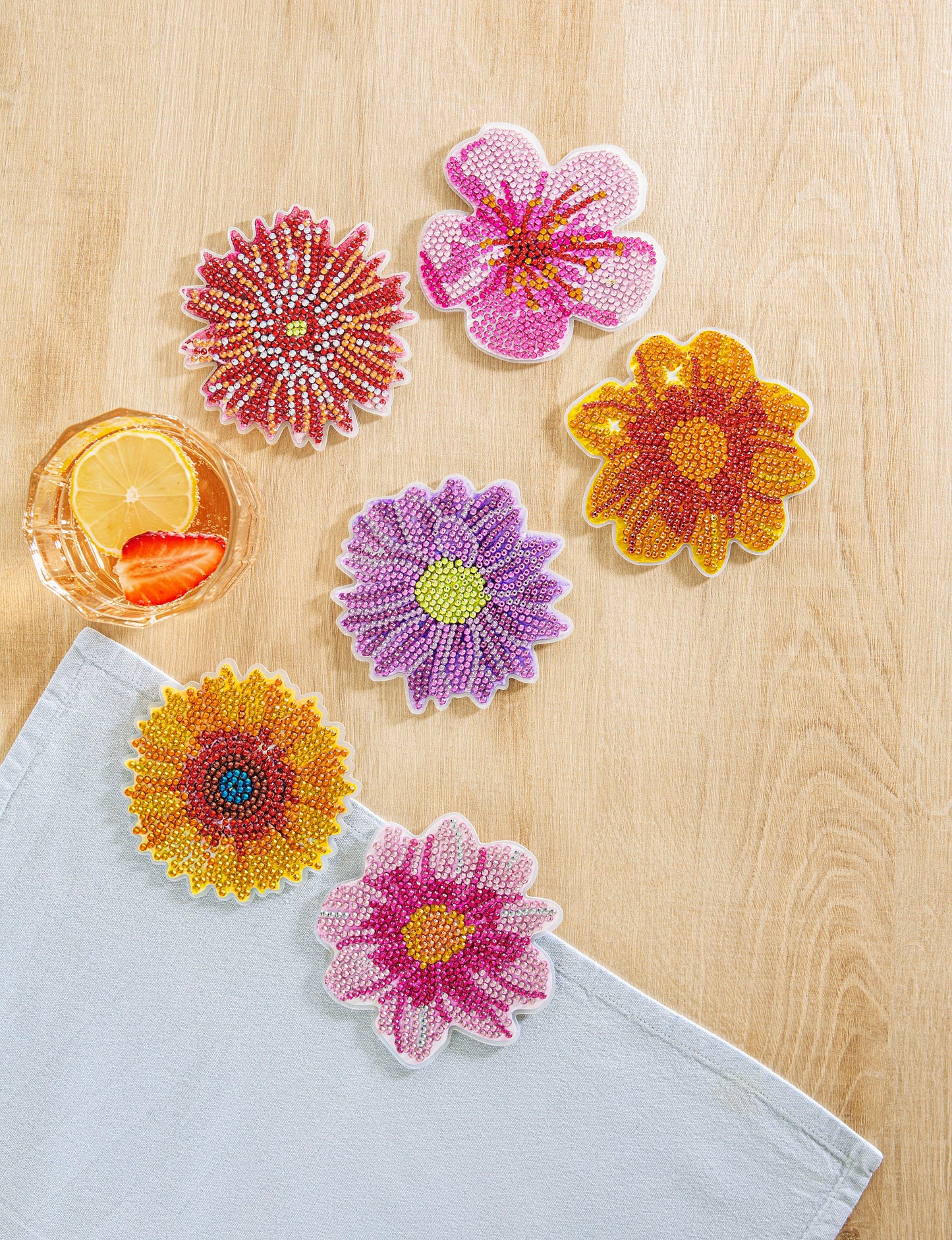 Diamond Painting Untersetzer "Flower" 6er-Set