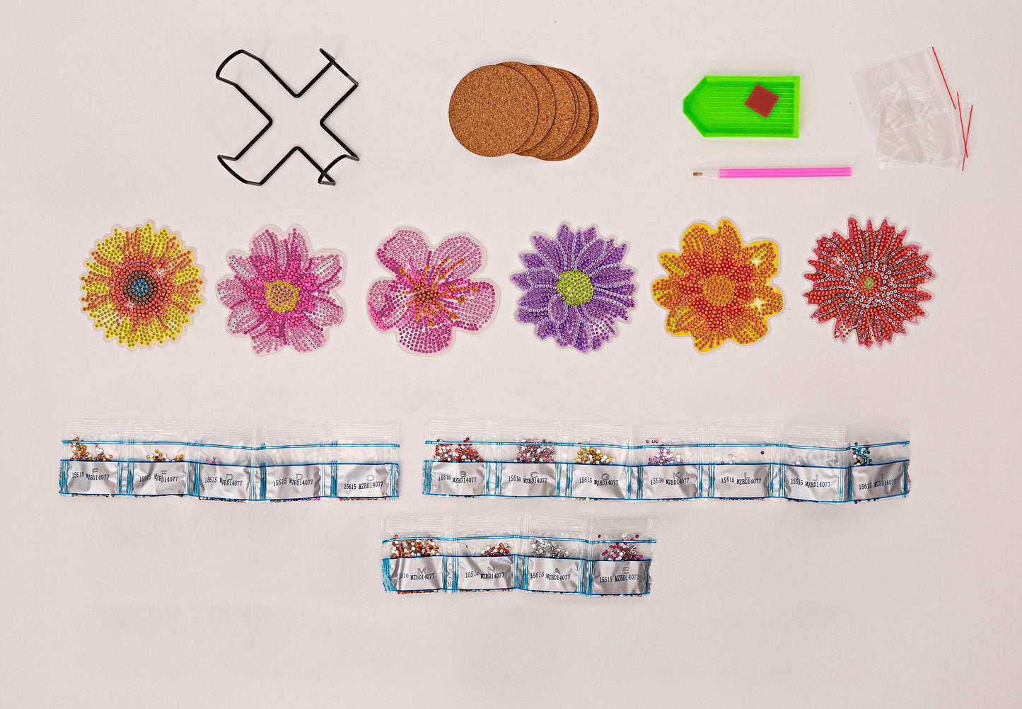 Diamond Painting Untersetzer "Flower" 6er-Set