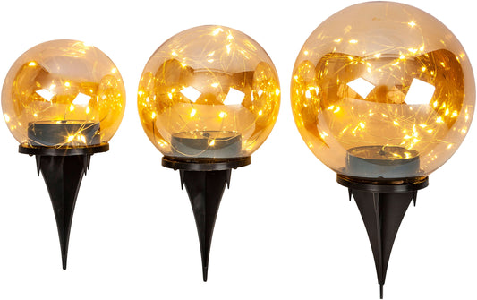Solarkugeln "Smoky" 3er-Set (Farbe: Amber)