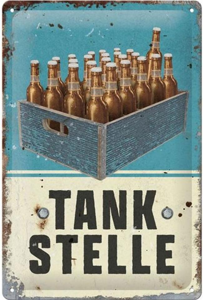 Nostalgic-Art Merchandising Schild Tankstelle Bier 20 x 30 cm, Metall (20 x 30 cm)