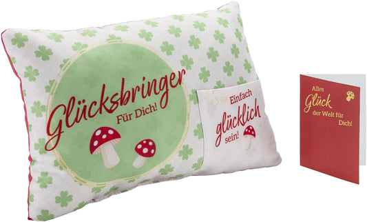 Geschenkset Kissen "Glücksbringer für Dich" 30 x 20 x 7 cm