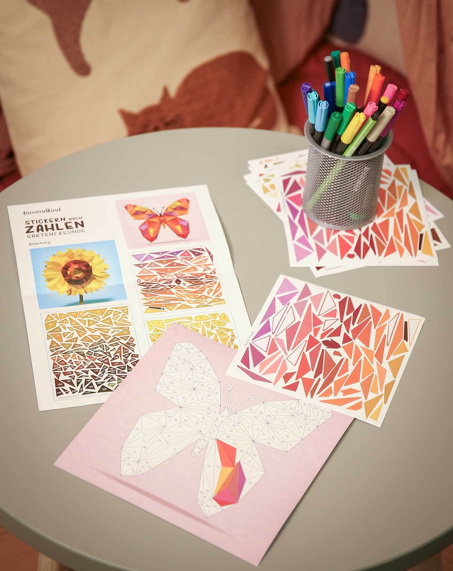 Mosaikbastelset STICKERN NACH ZAHLEN - GARTENFREUNDE 4-teilig
