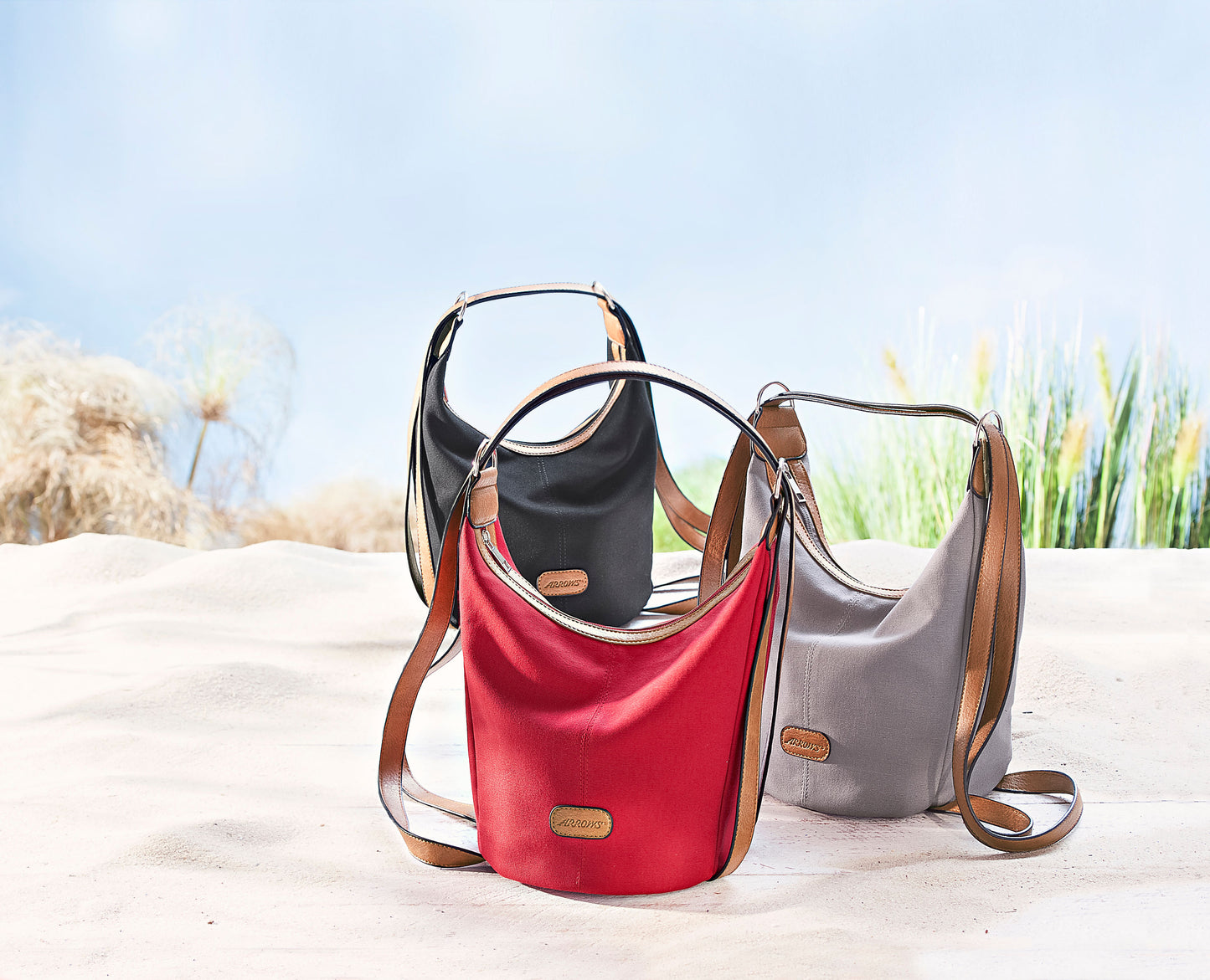 Arrows Schulter- und Rucksacktasche "Emmi", Canvas (Farbe: grau)