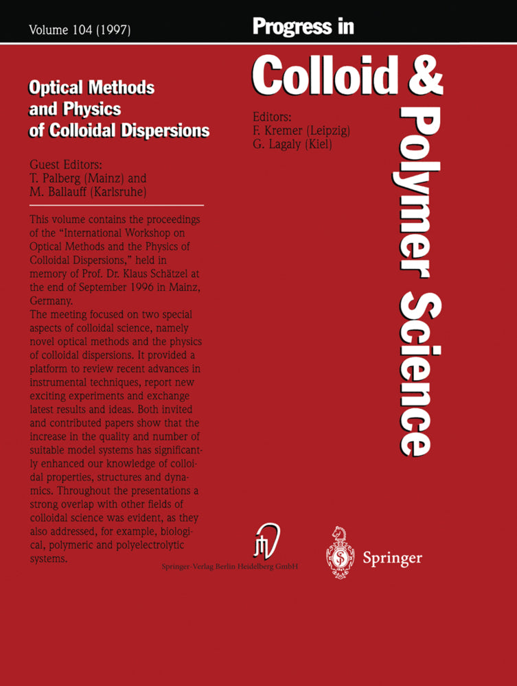 Optical Methods and Physics of Colloidal Dispersions (Thomas Palberg)