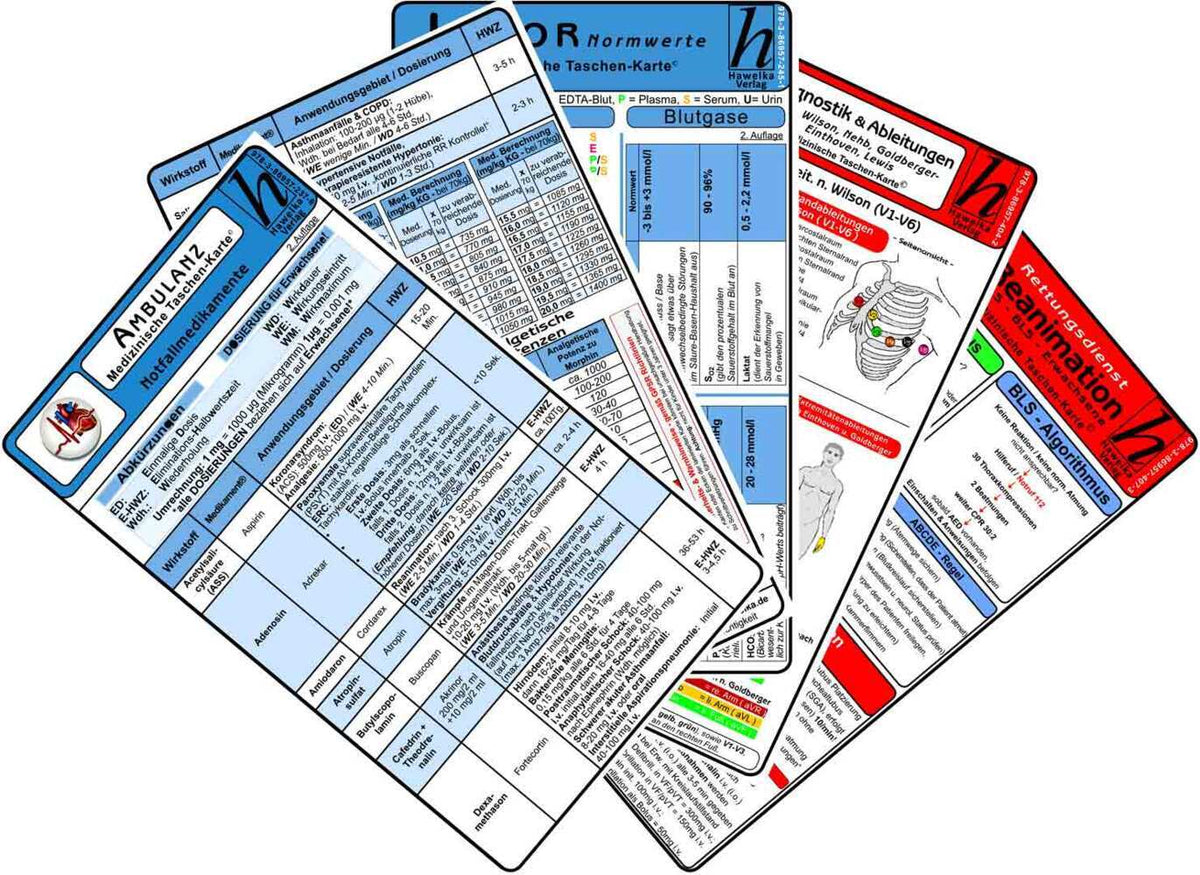 Ambulanz Karten-Set - EKG, Laborwerte, Notfallmedikamente, Reanimation (Uwe Verlag Hawelka)