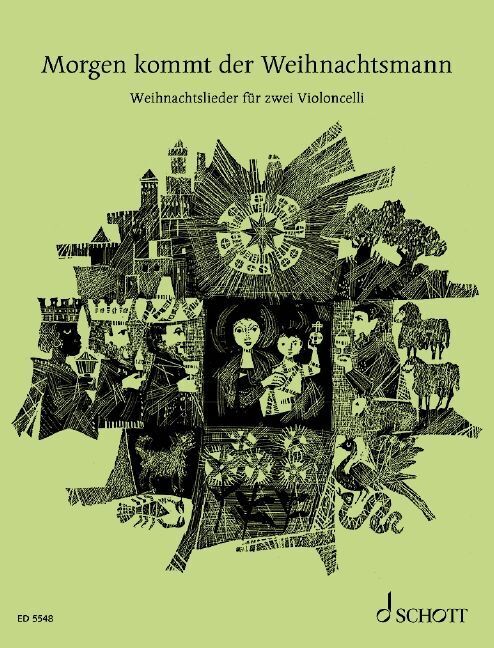 Morgen kommt der Weihnachtsmann, für 1-2 Violoncelli, Gitarre ad lib., Spielpartitur