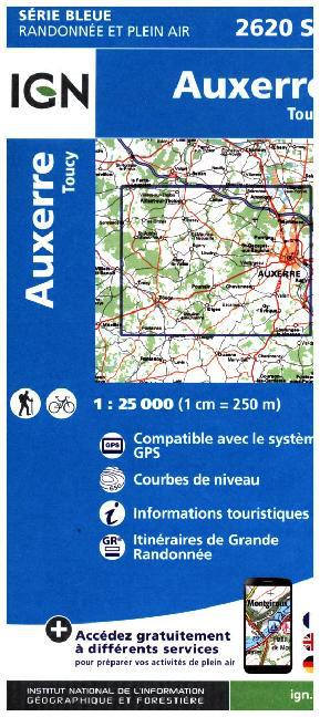 IGN Karte, Carte de randonnée (et plein air) Auxerre Toucy
