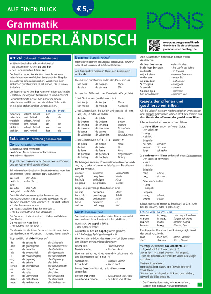 PONS Grammatik auf einen Blick, Niederländisch (Digna Myrte Hobbelink)