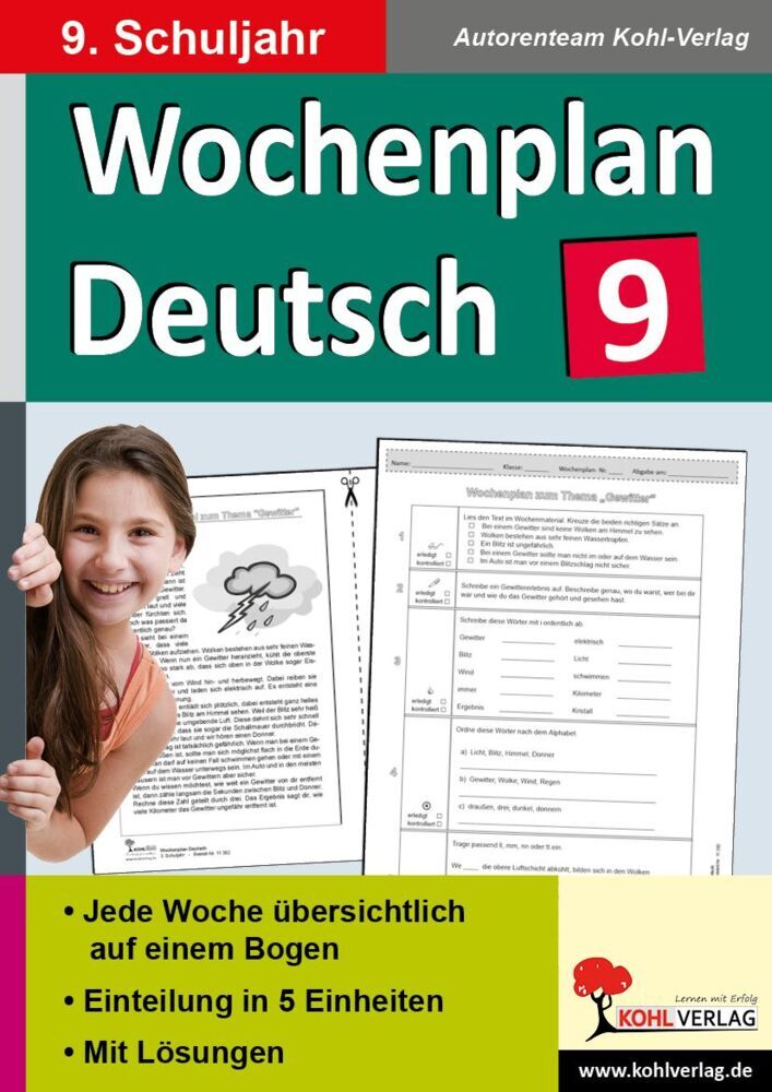 Wochenplan Deutsch, 9. Schuljahr (Autorenteam Kohl-Verlag)