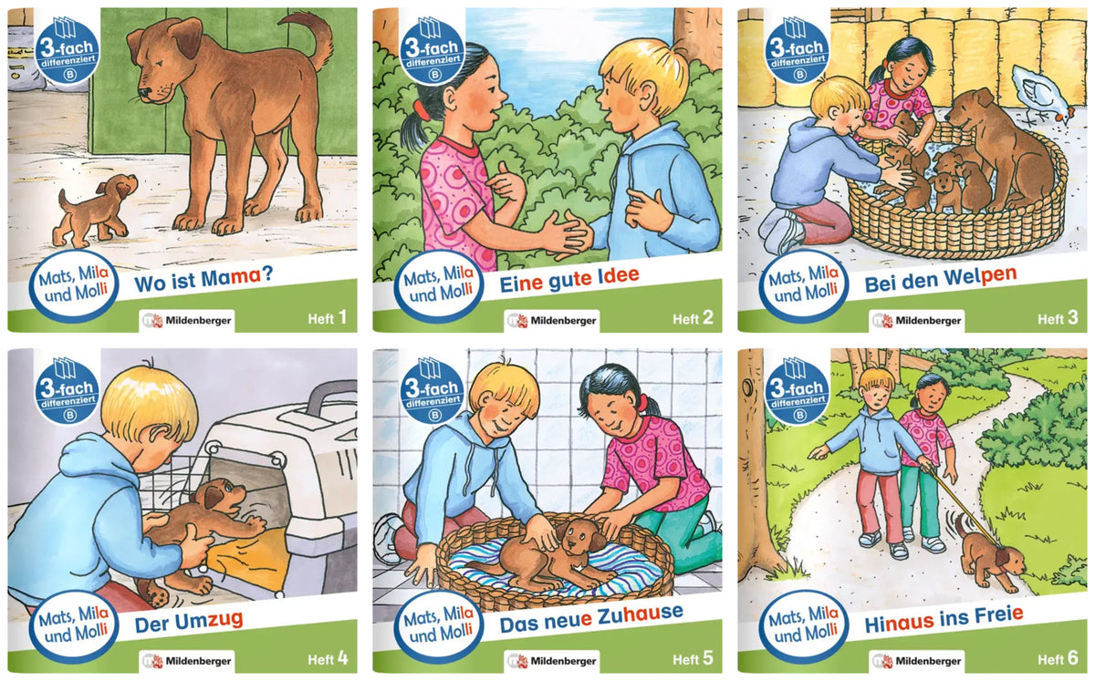 Paket - Mats, Mila und Molli - Heft 1-6, Schwierigkeitsstufe B.H.1-6 (Helge Weinrebe)