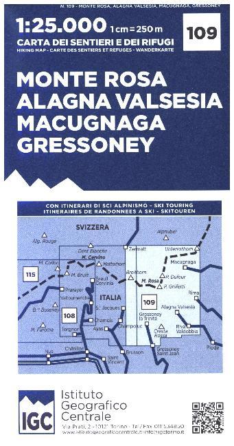 IGC Wanderkarte Monte Rosa, Alagna Valesia, Macugnaca, Gressoney