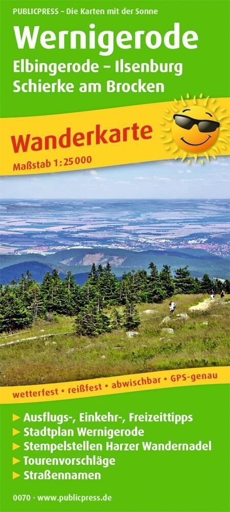 Publicpress Wanderkarte Wernigerode, Elbingerode, Ilsenburg, Schierke am Brocken 1:25.000