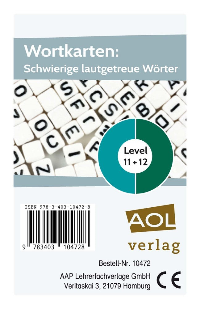 Wortkarten: Schwierige lautgetreue Wörter - Level 11+12 (Kartenspiel) (Kristina Poncin)