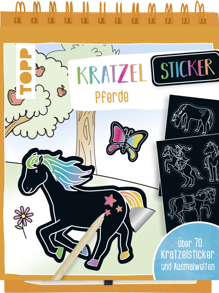Kratzel Sticker Pferde, m. Holz-Kratzstift (Frechverlag)