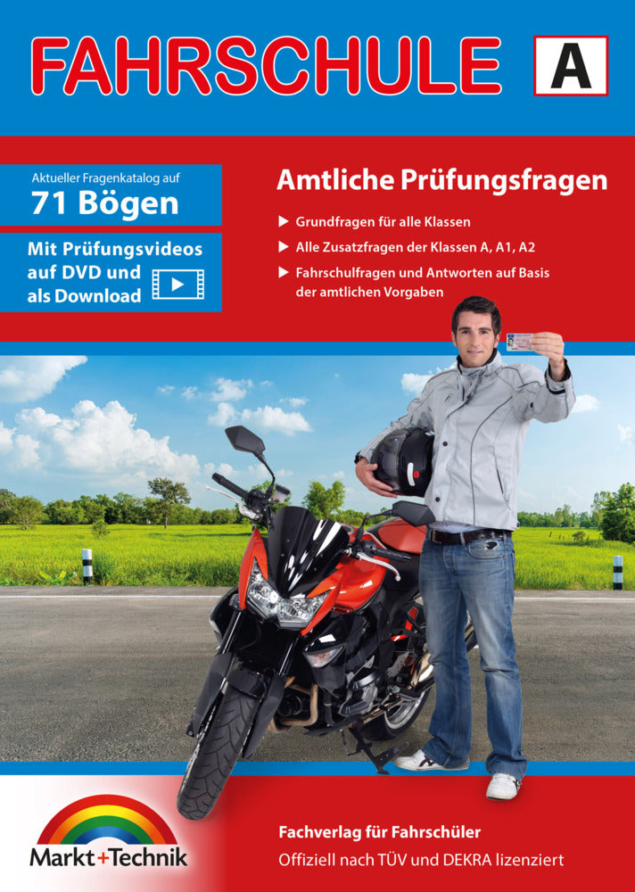 Führerschein Fragebogen Klasse A, A1, A2 - Motorrad Theorieprüfung original amtlicher Fragenkatalog auf 71 Bögen