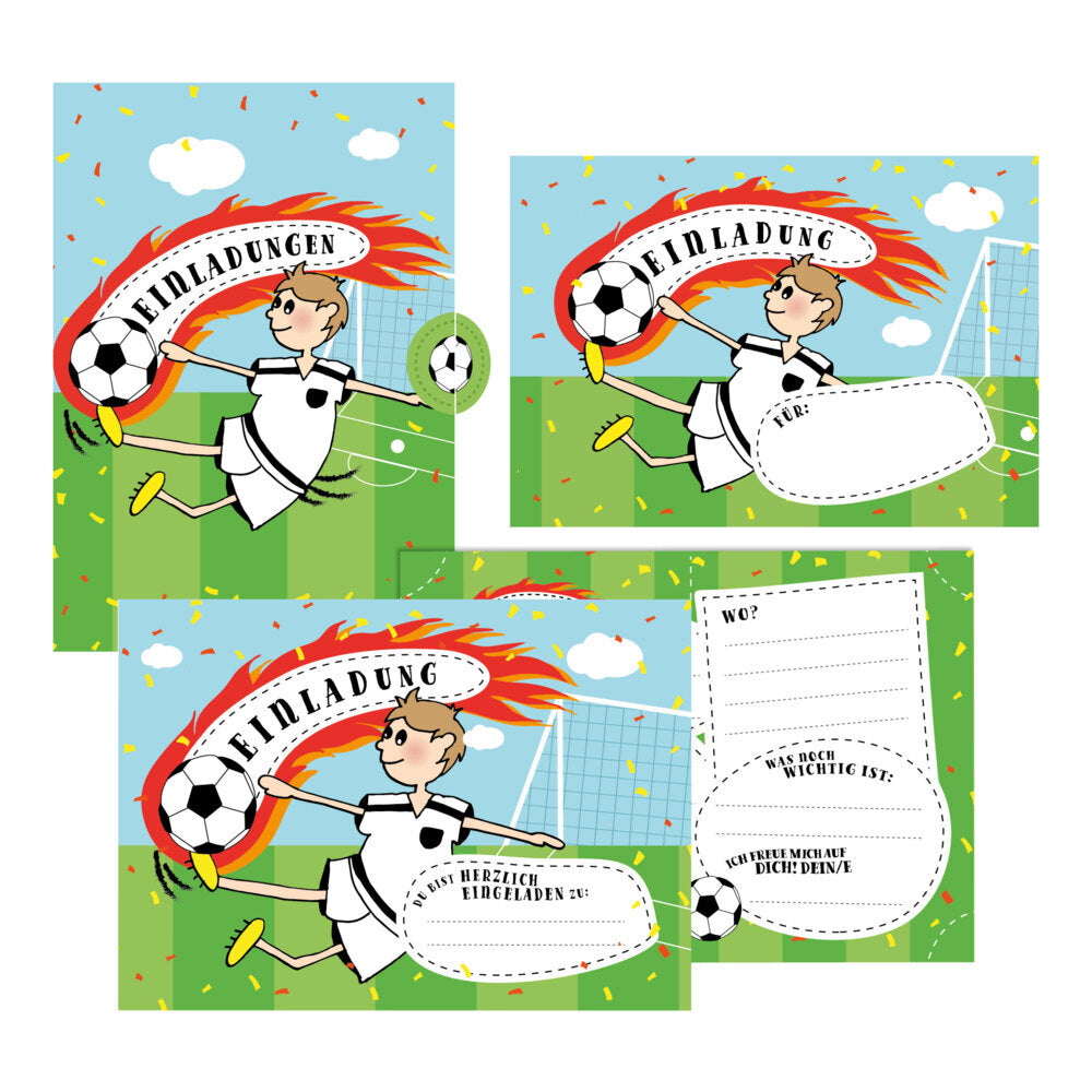 12 Einladungskarten Fußball zum Geburtstag für Jungs inkl. Umschläge (Lisa Wirth)