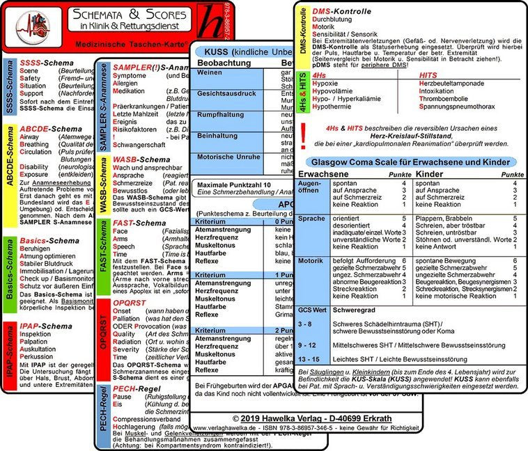 Schemata & Scores in Klinik & Rettungsdienst, 2 Medizinische Taschen-Karten (Sven Berghaus)
