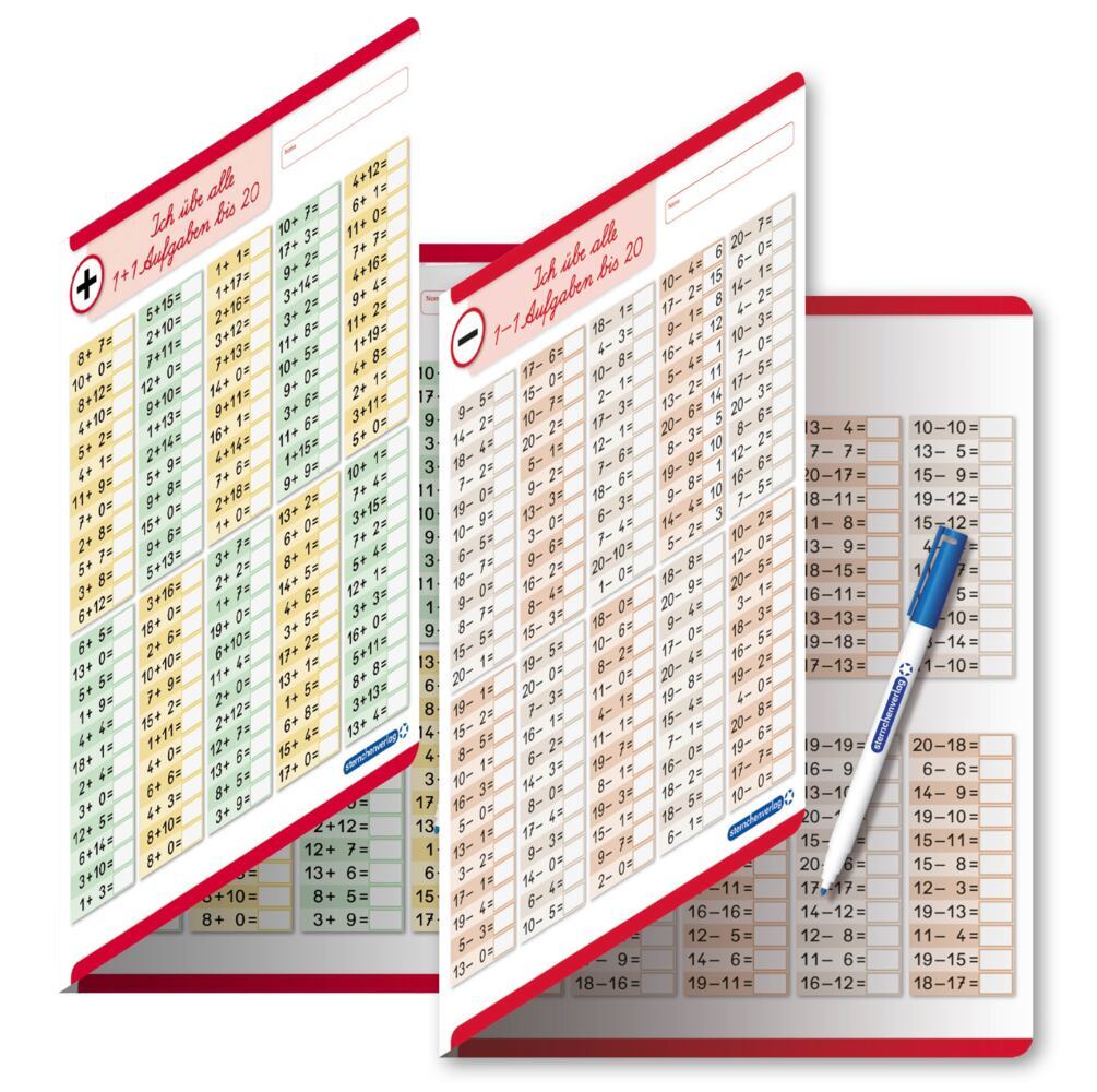 Ich übe alle Additionsaufgaben und Subtraktionsaufgaben im Zahlenraum bis 20 mit Stift (Sternchenverlag Gmbh)