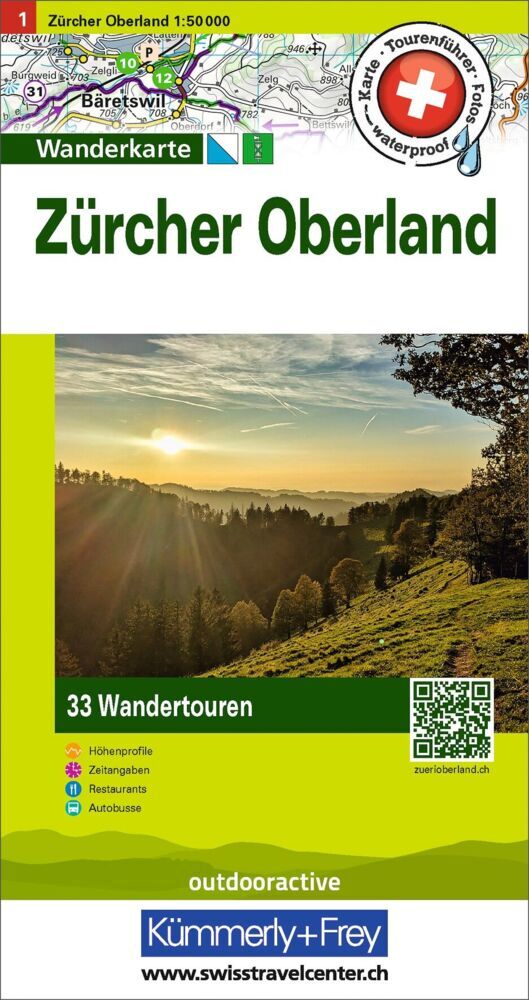 Kümmerly+Frey Wandertourenkarte 1 Zürcher Oberland 1:50.000