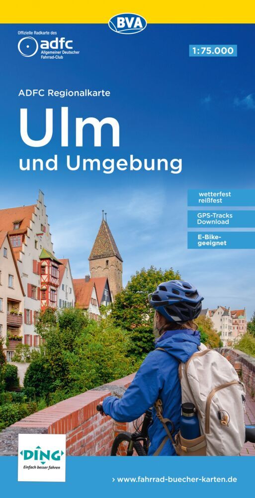 ADFC-Regionalkarte Ulm und Umgebung, 1:75.000, reiß- und wetterfest, GPS-Tracks Download (Allgemeiner Deutscher Fahrrad-Club E.V. (Adfc))