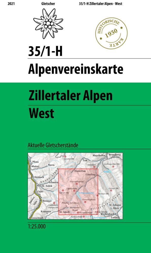 Zillertaler Alpen West - Historische Karte (Deutschen Alpenverein)