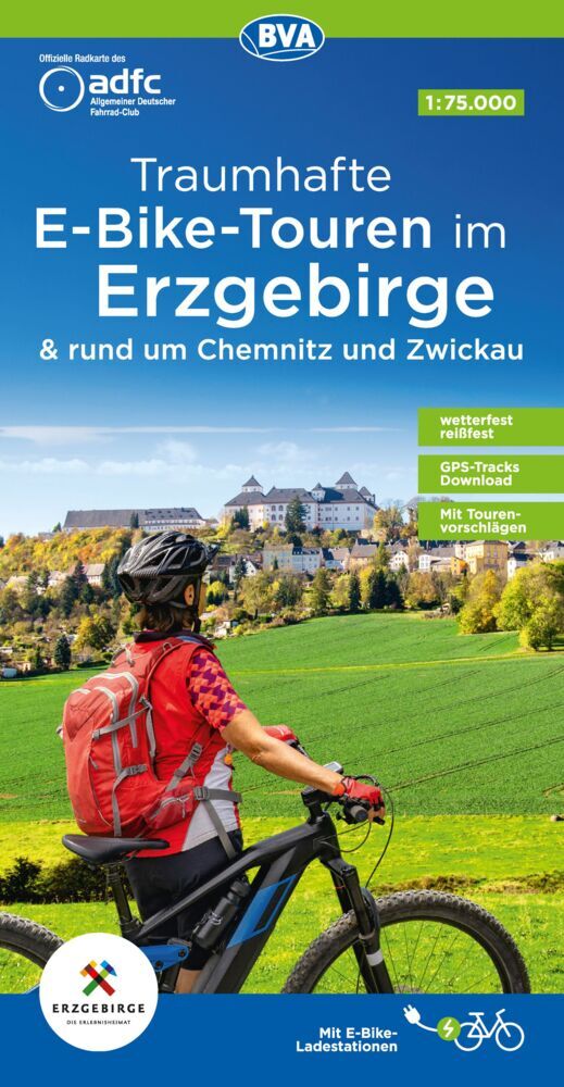 ADFC-Regionalkarte Traumhafte E-Bike-Touren im Erzgebirge, 1:75.000, mit Tagestourenvorschlägen, reiß- und wetterfest, GPS-Tracks Download (Allgemeiner Deutscher Fahrrad-Club E.V. (Adfc))