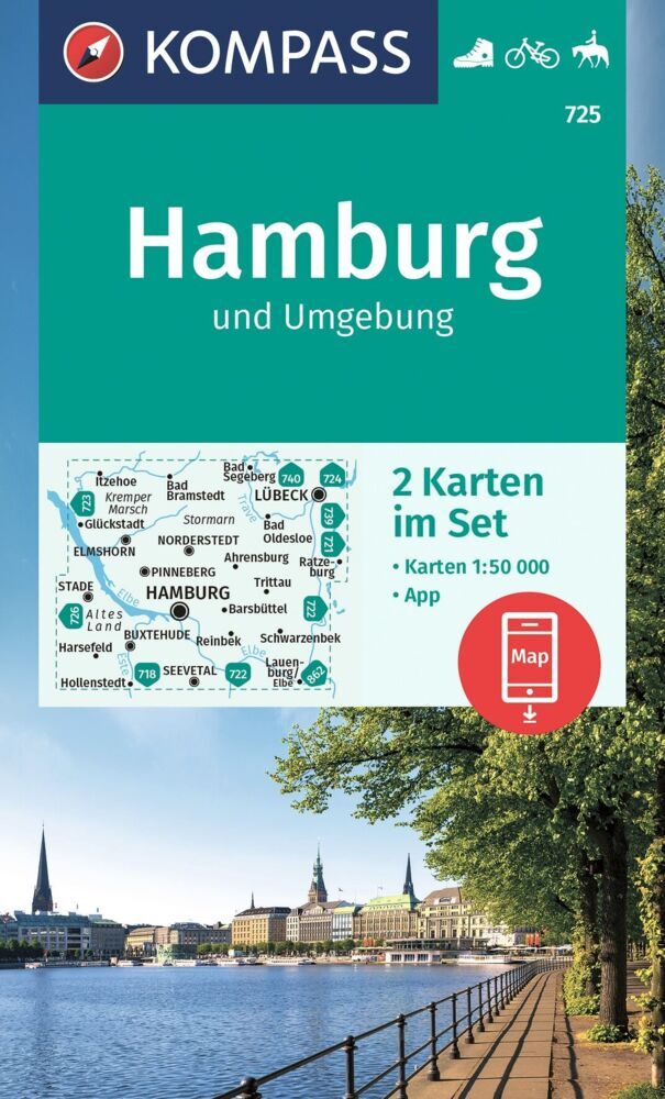 KOMPASS Wanderkarten-Set 725 Hamburg und Umgebung (2 Karten) 1:50.000