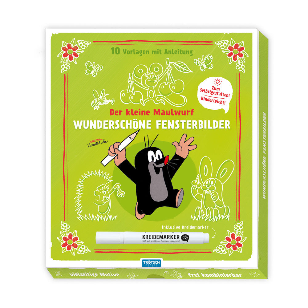 Trötsch Der kleine Maulwurf Mappe mit Vorlagen und Kreidemarker Wunderschöne Fensterbilder mit Kreidemarker (Trötsch Verlag)