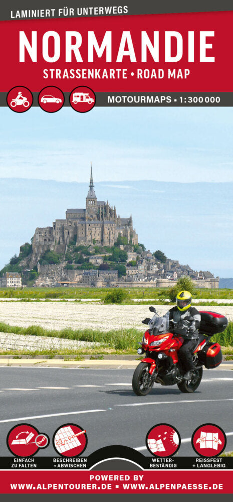 MoTourMaps Normandie Auto- und Motorradkarte 1:300.000 (Motourmedia)