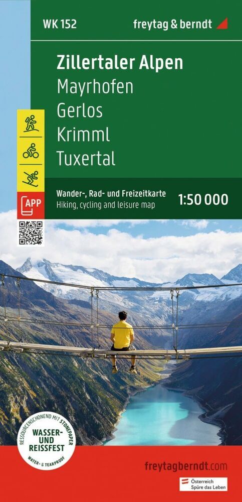 freytag & berndt Wanderkarte WK 152 Zillertaler Alpen, Mayrhofen - Gerlos - Krimml - Tuxertal 1:50.000