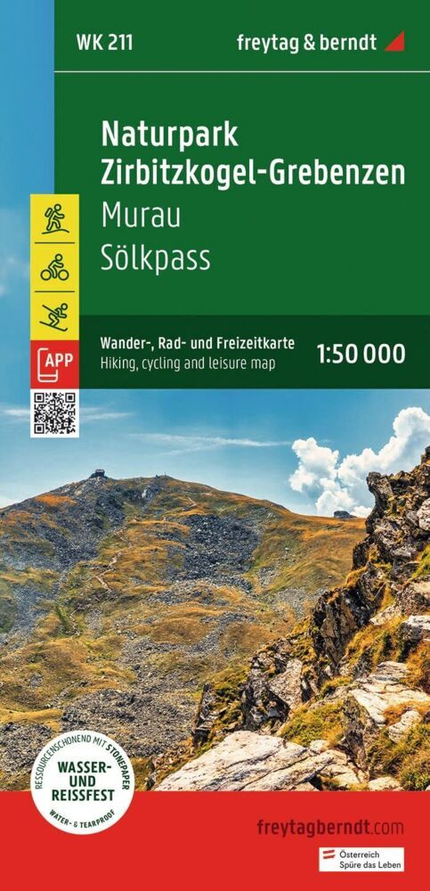 freytag & berndt Wanderkarte WK 211 Naturpark Zirbitzkogel-Grebenzen, Murau - Sölkpass 1:50.000