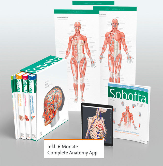 Sobotta Atlas der Anatomie, 3 Bände + Lerntabellen + Poster Collection im Schuber und 6-monatiger Zugang zur Complete Anatomy-App (Jens Waschke)