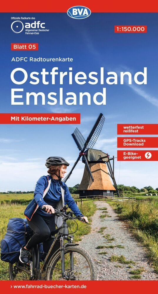 BVA ADFC Radtourenkarte Ostfriesland / Emsland 1:150.000