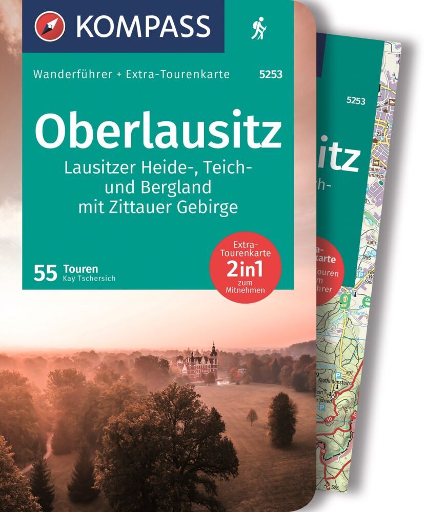 KOMPASS Wanderführer Oberlausitz, Lausitzer Heide-, Teich- und Bergland, mit Zittauer Gebirge, 55 Touren mit Extra-Tourenkarte (Kay Tschersich)
