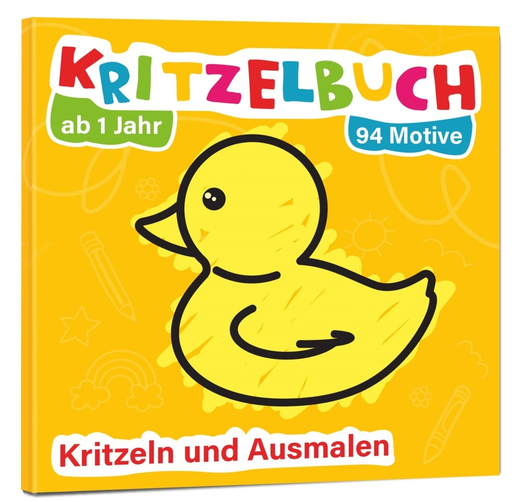Mein erstes Kritzelbuch ab 1 Jahr: über 94 große Motive - für Jungs und Mädchen - Ausmalbuch - Ausmalen und kritzeln mit Spielzeug, Tiere, Fahrzeuge, Obst, Gegenstände und vieles mehr (Markt+Technik)