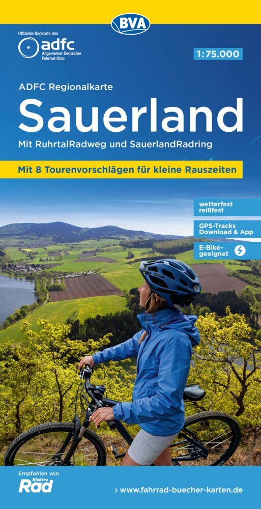 ADFC-Regionalkarte Sauerland mit Tagestouren-Vorschlägen, 1:75.000, reiß- und wetterfest, GPS-Tracks Download (Allgemeiner Deutscher Fahrrad-Club E.V. (Adfc))