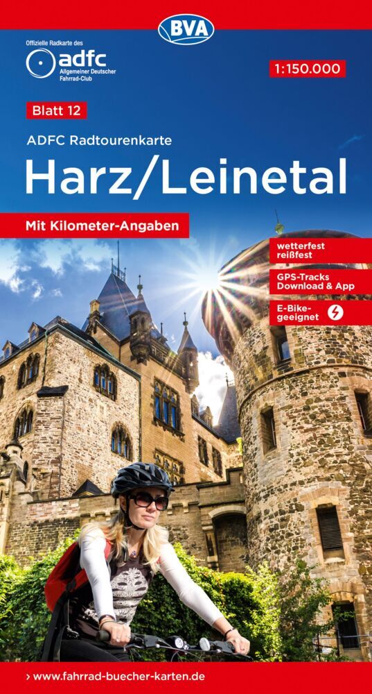 ADFC-Radtourenkarte 12 Harz /Leinetal 1:150.000, reiß- und wetterfest, E-Bike geeignet, GPS-Tracks Download, mit Bett+Bike Symbolen, mit Kilometer-Angaben (Allgemeiner Deutscher Fahrrad-Club E.V. (Adfc))