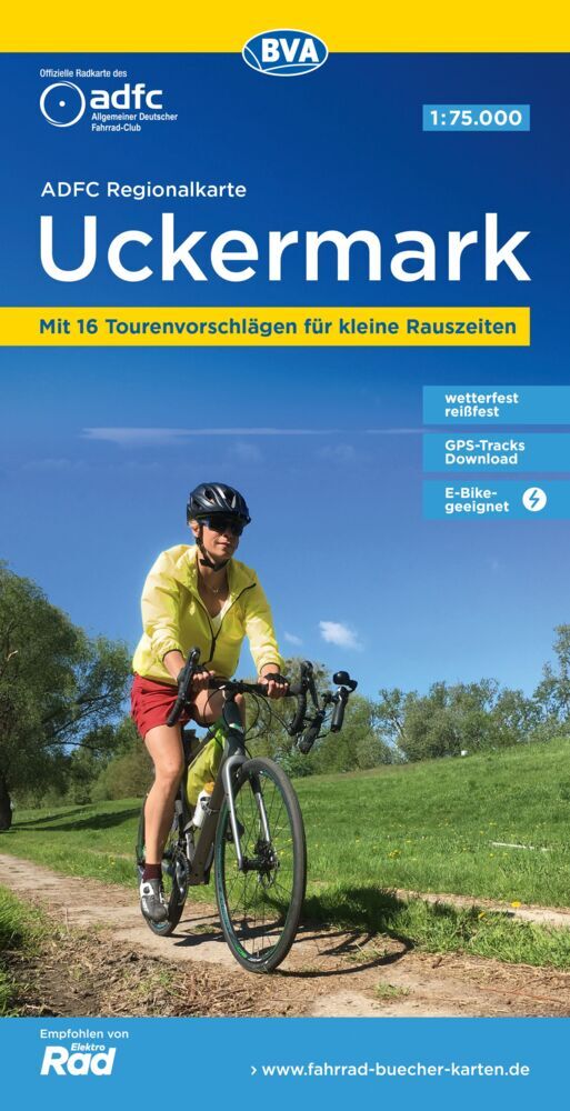 ADFC-Regionalkarte Uckermark, 1:75.000, mit Tagestourenvorschlägen, reiß- und wetterfest, E-Bike-geeignet, GPS-Tracks-Download (Bva Bikemedia Gmbh)